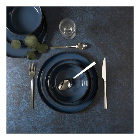 Service à vaisselle 12 pièces grès bleu