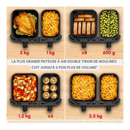 Friteuse sans huile MOULINEX double bac 11 L - EZ942AF0