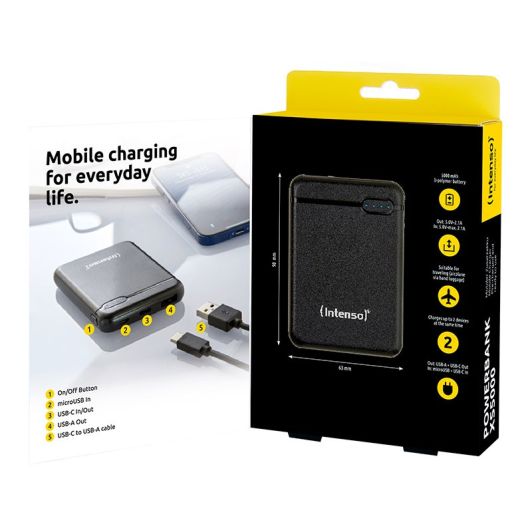 Batterie de secours INTENSO 5000 MaH Noire