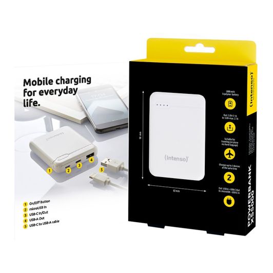 Batterie de secours INTENSO 5000 Mah Blanche