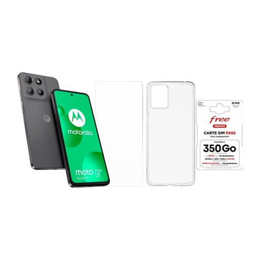 Smartphone MOTOROLA G15 Power 512Go Noir + Coque + Verre Trempé