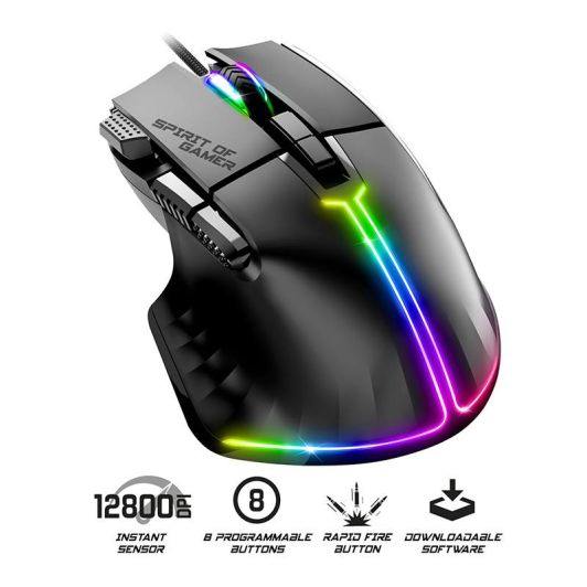 Gamingmuis SPIRIT OF GAMER PRO M5 Zwart Bedraad 12800DPI