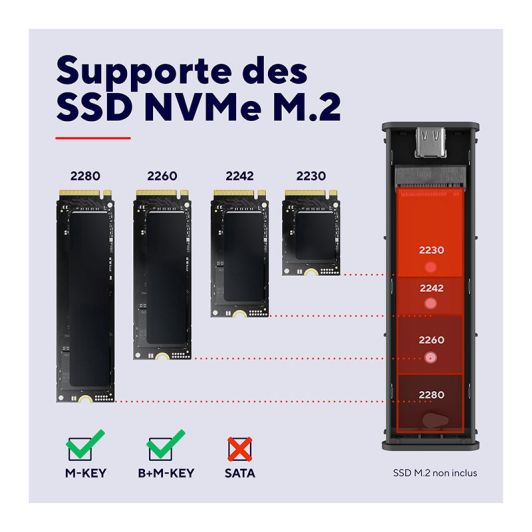 Boîtier TRUST SSD M.2 USB 3.2 Gen 2 – Boîtier externe pour disque NVMe/SATA (Noir)