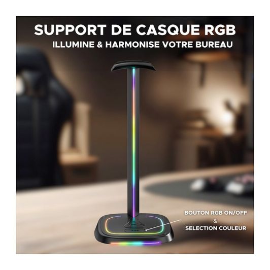 Support de Casque Gamer THE G-LAB Kult Stand Neon - Rétroéclairage RGB - Stable