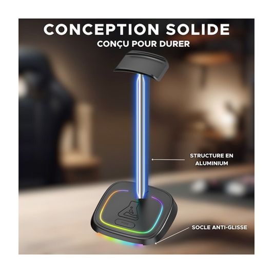 Support de Casque Gamer THE G-LAB Kult Stand Neon - Rétroéclairage RGB - Stable