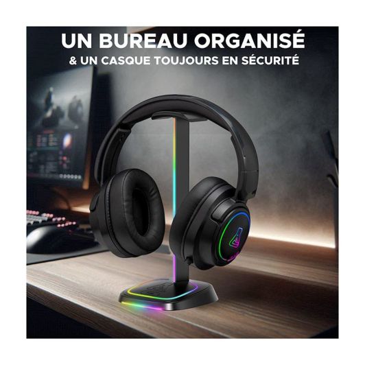 Support de Casque Gamer THE G-LAB Kult Stand Neon - Rétroéclairage RGB - Stable