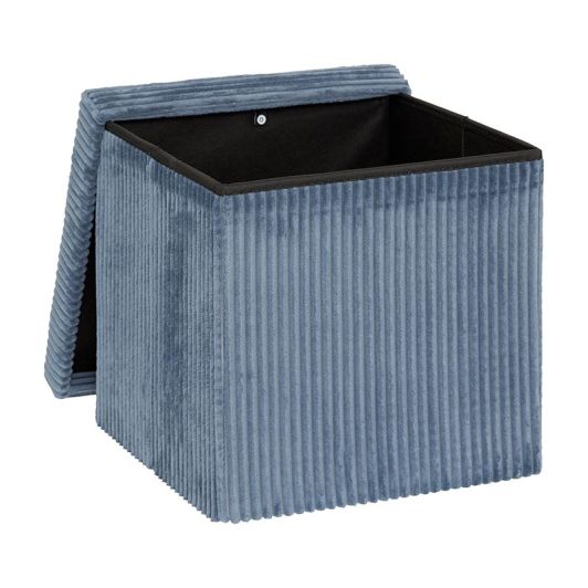 Opvouwbare poef 38×38 cm – blauwe fluweel