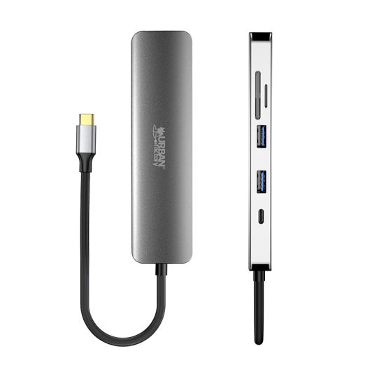 Hub USB-C 6-en-1 – 2x USB-A 3.0, HDMI 4K, SD/TF, Recharge 100W pour Notebook