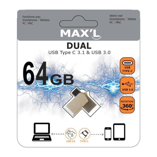 USB-Stick MAXELL 64GB USB c + USB3.0