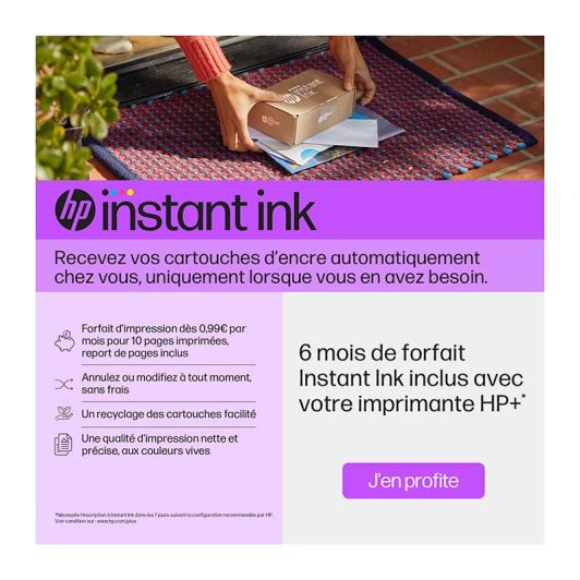 Imprimante HP DeskJet 4122e multifonction Jet d'encre couleur Copie Scan - 6 mois d' Instant ink inclus avec HP+ 