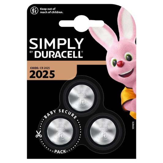 Knoopcel batterij lithium DURACELL 2025 x3 Simply