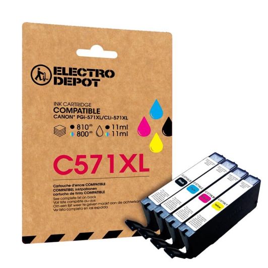 Inktpatroon compatibel met Canon C571 pack XL zwart en kleuren