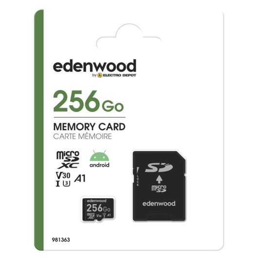 EDENWOOD 256 GB Micro SD-kaart + adapter