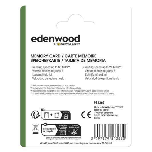 Carte Micro SD EDENWOOD 256Go + adapt