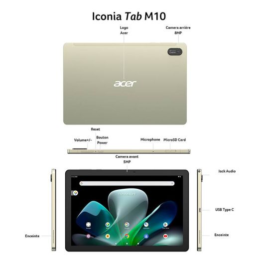 Tablet ACER 10,1 ICONIA M10 4/128Go+ hoesje