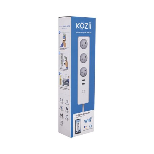 Stekkerdoos KOZII WIFI met 3 stopcontacten + 2 USB-poorten