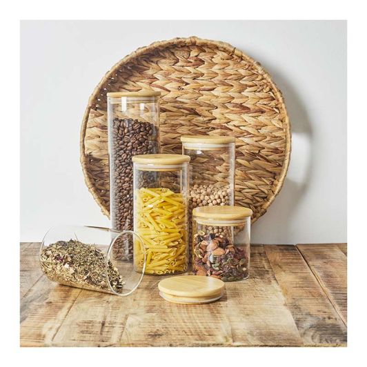 Bocaux verre et bambou 5 tailles différentes