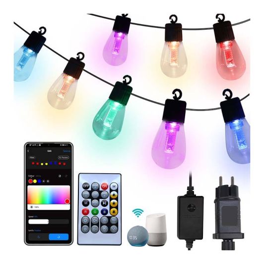 Guirlande électrique ON EARZ Guingette multicolore connectée 25 ampoules