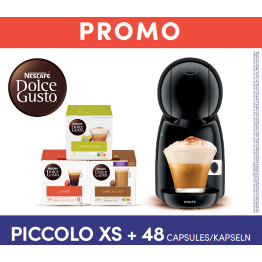KRUPS Picolo XS Black & Cobalt - Bundle 48 Capsules /KP1A3510-YY5429FD