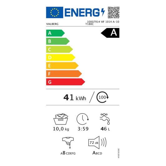 Lave-linge hublot 10 kg VALBERG WF 1014 A-10 T180C