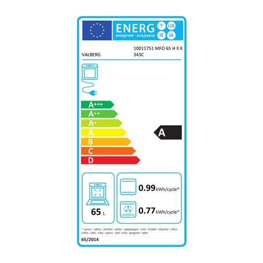 Valberg Inbouwoven MFO 65 H K 343C - Hydrolyse - 65L