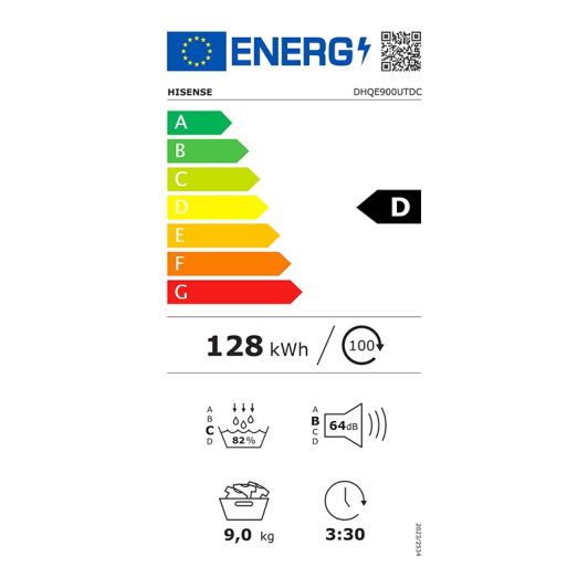 HISENSE Sèche-linge pompe à chaleur DHQE900UTDC (9Kg D)