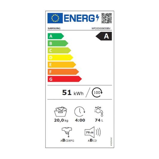 Lave-linge hublot 20 kg SAMSUNG WF20DG8650BV