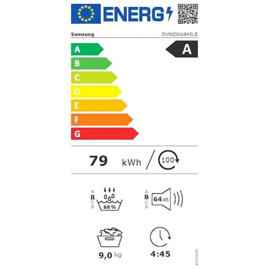 Sèche-linge pompe à chaleur SAMSUNG DV90DG6845L 9KG