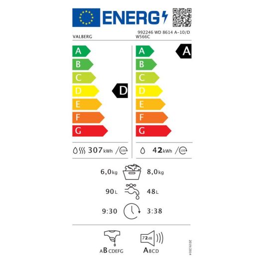 Lave-linge séchant VALBERG WD 8614 A-10/D W566C