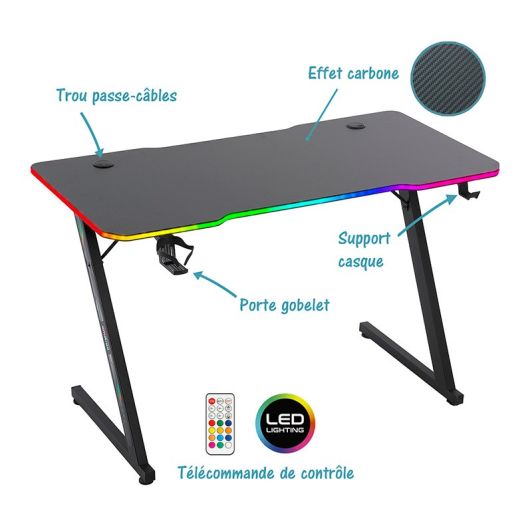 AMSTRAD AMS-DESK120Z-LED-ASTRA bureau met LED-verlichting