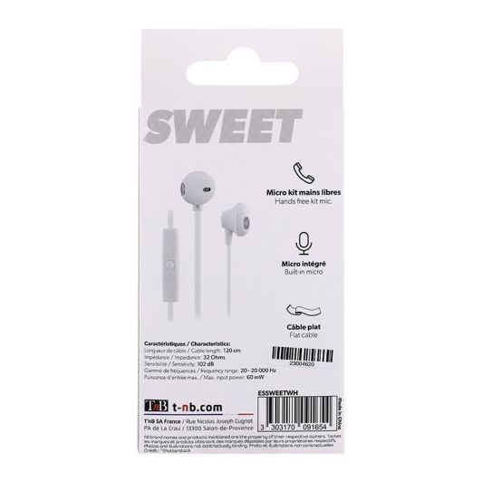 TNB SWEET oordopjes wit + microfoon