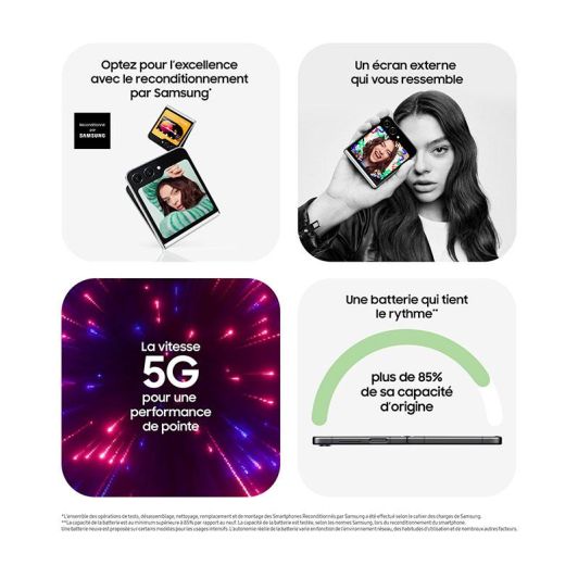 Smartphone SAMSUNG ZFLIP 5 5G 256Go Vert reconditionné Grade A+
