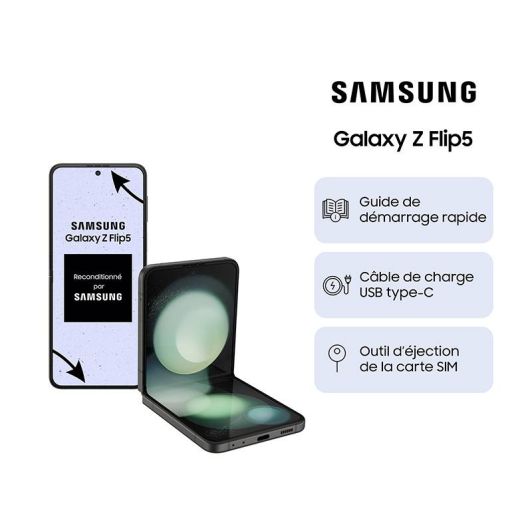 Smartphone SAMSUNG ZFLIP 5 5G 256Go Vert reconditionné Grade A+