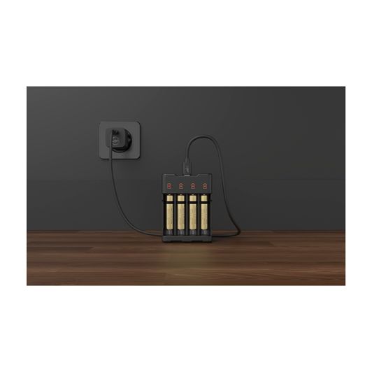 Chargeur universel Mobility pour 4 piles – Charge intelligente (AA/AAA)
