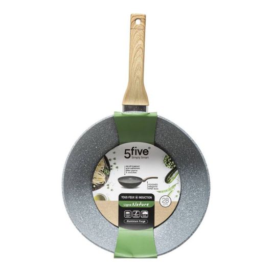 Wok van 28 cm van gesmeed aluminium, Nature-serie