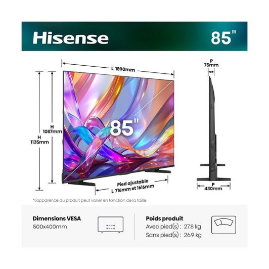 HISENSE 85E7S TV 85