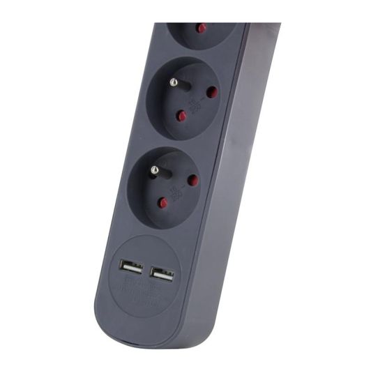 Chacon Stekkerdoos 5-voudig + 2x USB-A – 1,5m kabel