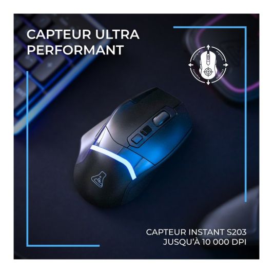 Souris gaming THE G-LAB KULT PALLADIUM draadloos RGB 10 000DPI Bluetooth en 2.4Ghz