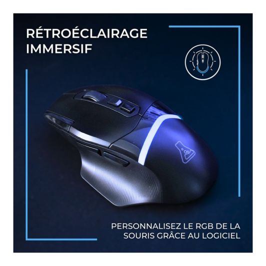 Souris gaming THE G-LAB KULT PALLADIUM draadloos RGB 10 000DPI Bluetooth en 2.4Ghz