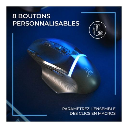 Souris gaming THE G-LAB KULT PALLADIUM draadloos RGB 10 000DPI Bluetooth en 2.4Ghz