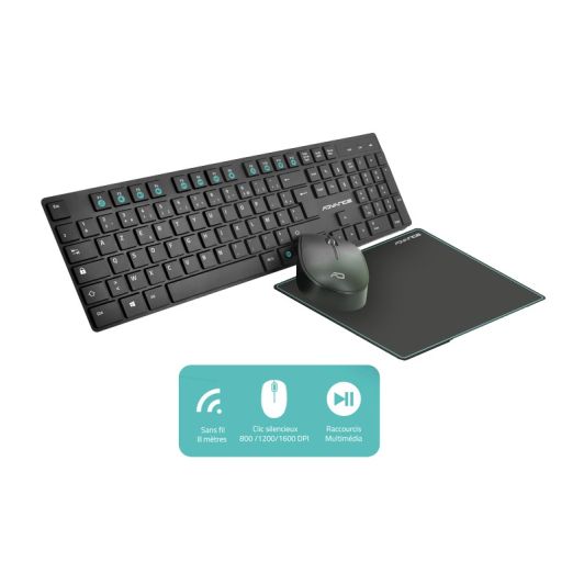 Pack ADVANCE ELITE wireless combo - Clavier et Souris Sans Fil + Tapis AZERTY Slim Design