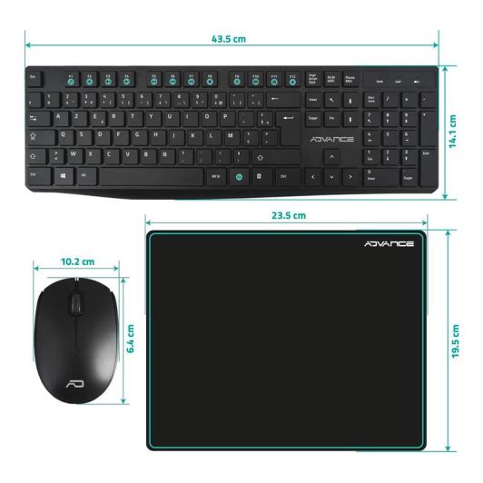 Pack ADVANCE ELITE wireless combo - Clavier et Souris Sans Fil + Tapis AZERTY Slim Design
