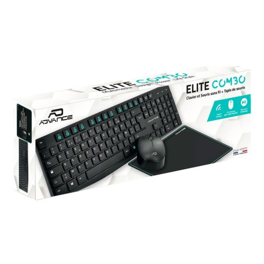 Pack ADVANCE ELITE wireless combo - Clavier et Souris Sans Fil + Tapis AZERTY Slim Design
