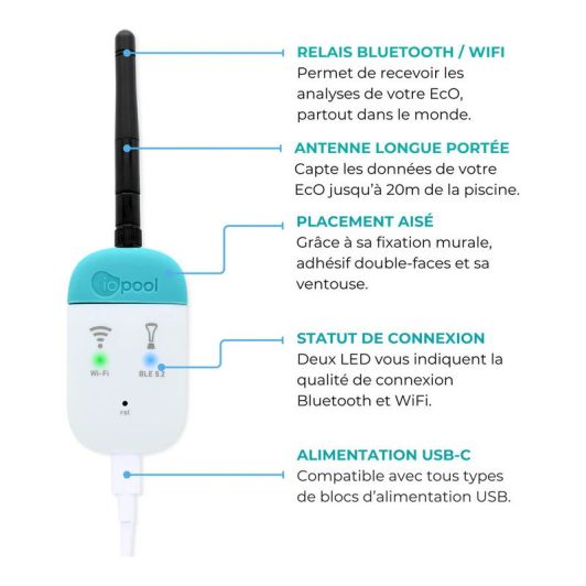 Pack analyseur d'eau de piscine connecté IOPOOL EcO Start + Connect