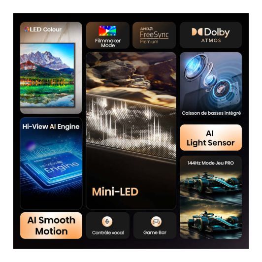 TV MINILED HISENSE 65E8S 144Hz