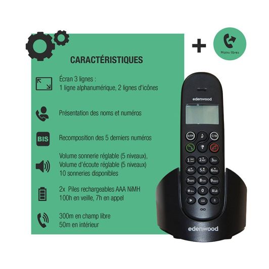 Vaste telefoon EDENWOOD TS 1 Zwart