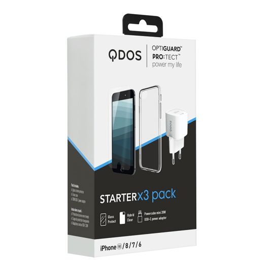oplaadpakket 20W USB C + hoesje + folie voor iPhone 8 en SE 2020