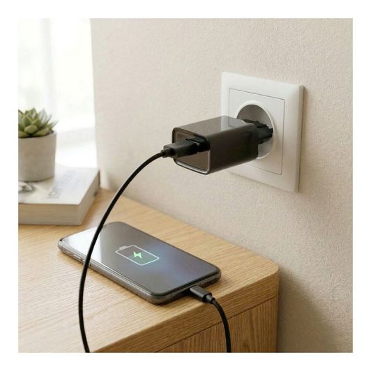 CHARGEUR SECTEUR 2,4AA + CABLE 1M NOIR USB C NOIR 