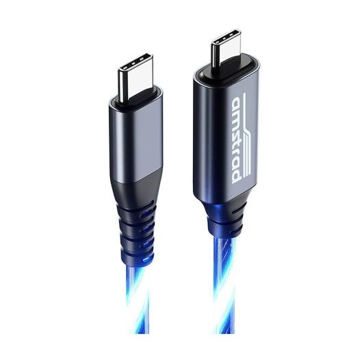 Kabel AMSTRAD USB-C/USB-C LED blauw