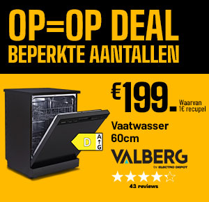 OP=OP DEALS Beperkte aantallen - Vaatwasser 60cm  - Valberg - 199€